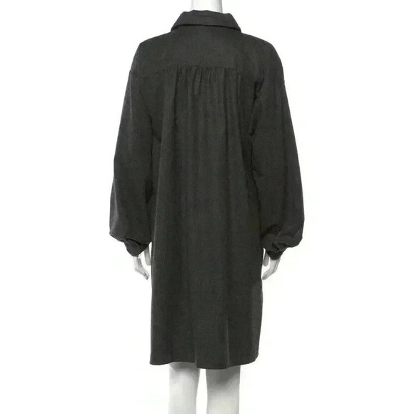 NEW Eskandar 2 O/S Gray French 34"L Wool Flannel Lux Tunic Shirt Top Mini Dress - Picture 3 of 6